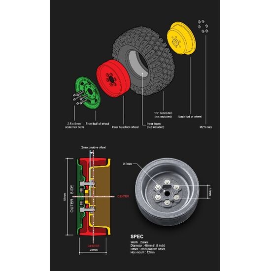 Gmade 1.9 SR05 beadlock wheels (Uncoated Silver) (2), 6 image