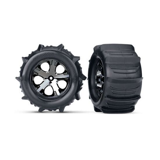 Tires & wheels, assembled, glued (2.8 ') (All-Star black chrome wheels, pad dle tires, foam inserts) (electric re
