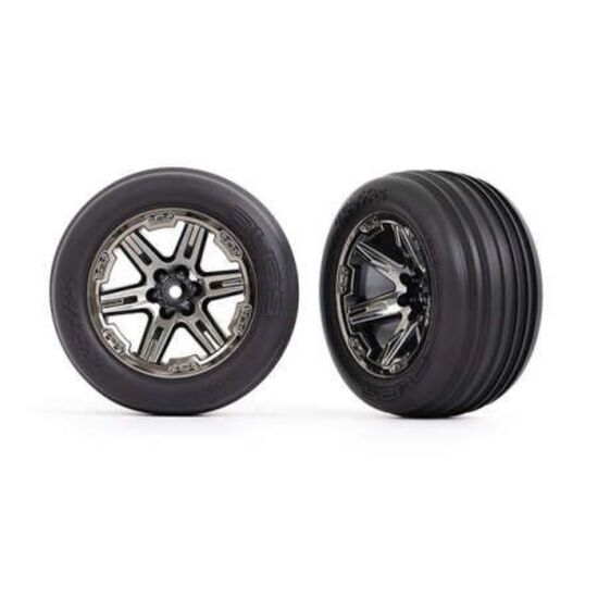 Tires & wheels, assembled, glued (2.8 ') (RXT black chrome wheels, ribbed t ires, foam inserts) (electric front)