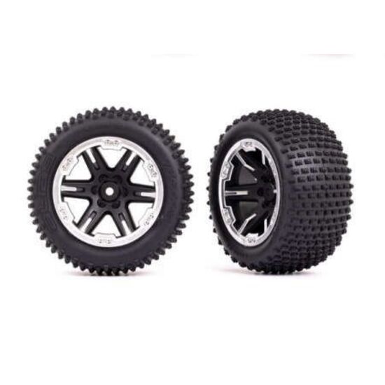 Tires & wheels, assembled, glued (2.8 ') (RXT black & satin wheels, Alias t ires, foam inserts) (2WD electric rea
