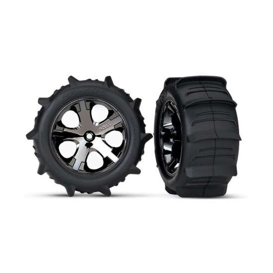 Tires & wheels, assembled, glued (2.8 ') (All-Star black chrome wheels, pad dle tires, foam inserts) (rear) (2) (
