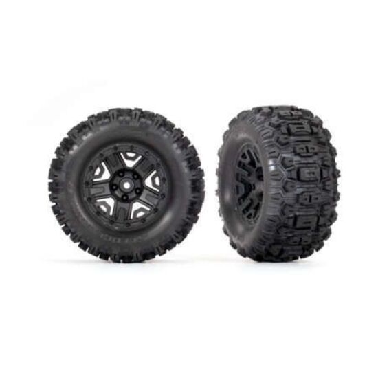 Tires & wheels, assembled, glued (bla ck 2.8' wheels, Sledgehammer tires, f oam inserts) (electric rear) (2) (TSM