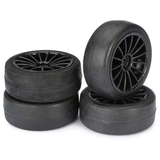 Train de roues Piste  15 battons/Slick  noir 1/10ème (4pcs)