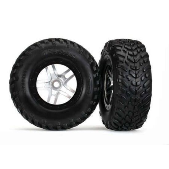 Tires & wheels, assembled, glued (S1 compound) (SCT Split-Spoke satin chro me, black beadlock style wheels, dual