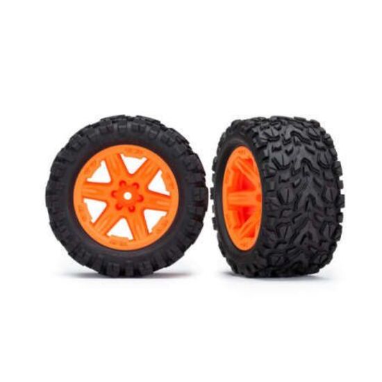 LEM6774A-Tires &amp; wheels, assembled, glued (2.8 ') (RXT orange wheels, Talon Extreme tires, foam inserts) (2WD