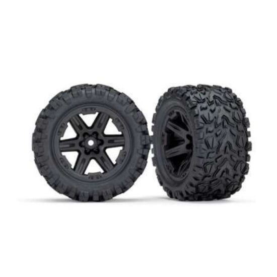 Tires & wheels, assembled, glued (2.8 ') (RXT black wheels, Talon Extreme t ires, foam inserts) (electric rear) (