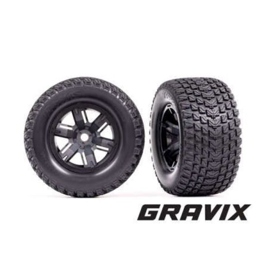 Tires & wheels, assembled, glued (X-M axx┬« black wheels, GravixÔäó tires, foa m inserts) (left & right)