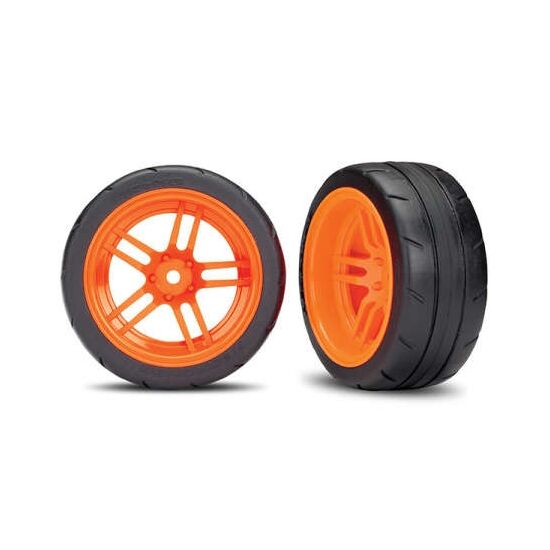 Tires and wheels, assembled, glued (s plit-spoke orange wheels, 1.9' Respon se tires) (extra wide, rear) (2) (VXL