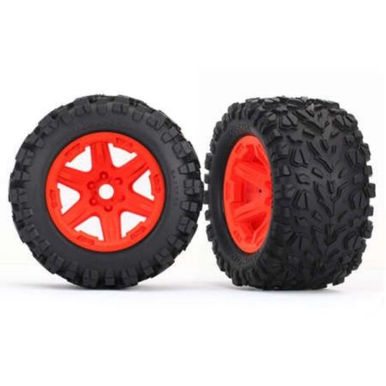 Tires & wheels, assembled, glued (ora nge wheels, Talon EXT tires, foam ins erts) (2) (17mm splined) (TSM rated)
