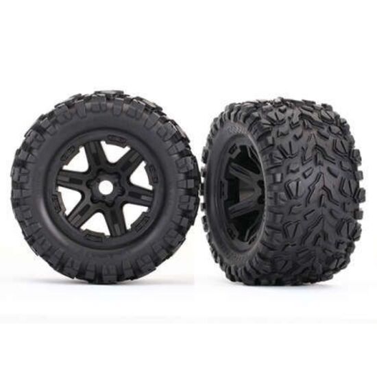 Tires & wheels, assembled, glued (bla ck wheels, Talon EXT tires, foam inse rts) (2) (17mm splined) (TSM rated)