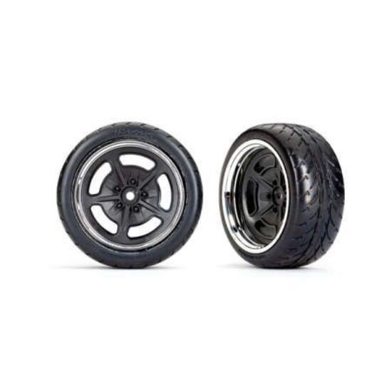Tires and wheels, assembled, glued (b lack with chrome wheels, 2.1' Respons e tires) (extra wide, rear) (2)