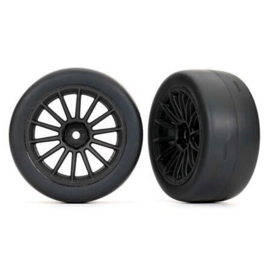 Tires and wheels, assembled, glued (m ulti-spoke black wheels, 2.0' ultra-w ide slick tires, foam in