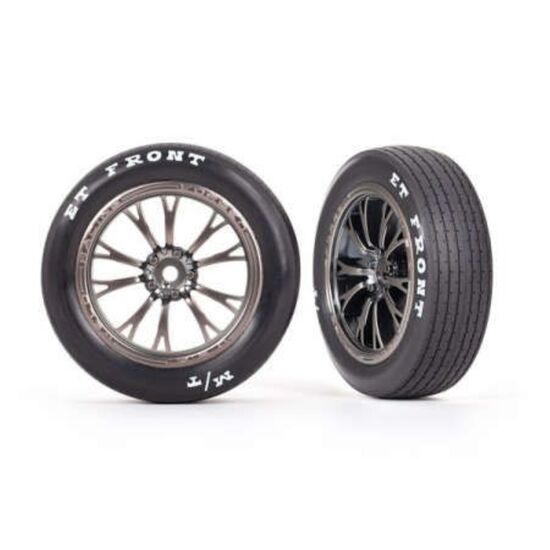 Tires & wheels, assembled, glued (Wel d satin black chrome wheels, tires, f oam inserts) (front) (2)