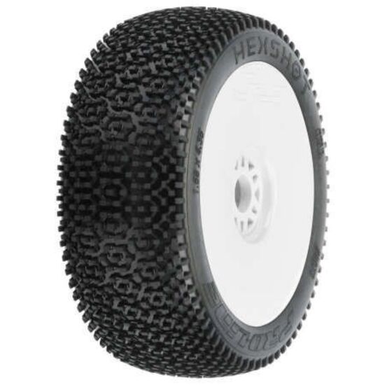 1/8 Hex Shot S3 Fr/Rr Bggy Tires Mntd 17mm Wht (2)