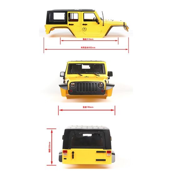 3-XS-59765AY-Jeep Hard Plastic Body Kit Yellow / Wheelbase 313mm