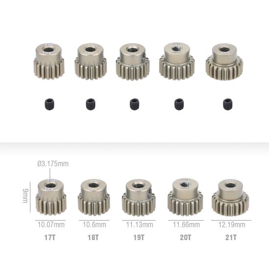21T 48DP pinion gear 7075 Aluminum  3.175 bore For 1-10 cars, 3 image