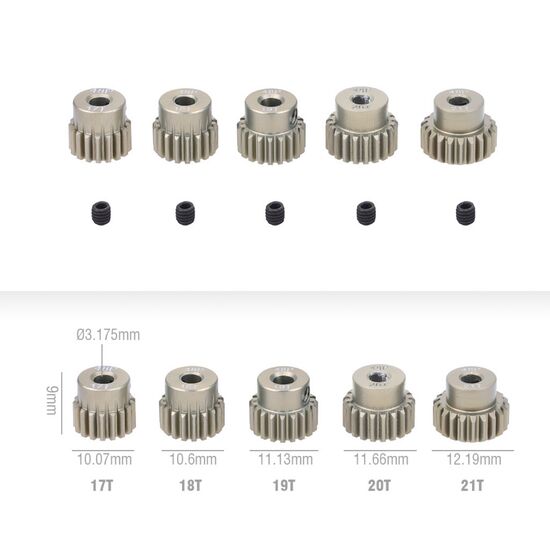 22T 48DP pinion gear 7075 Aluminum  3.175 bore For 1-10 cars, 2 image
