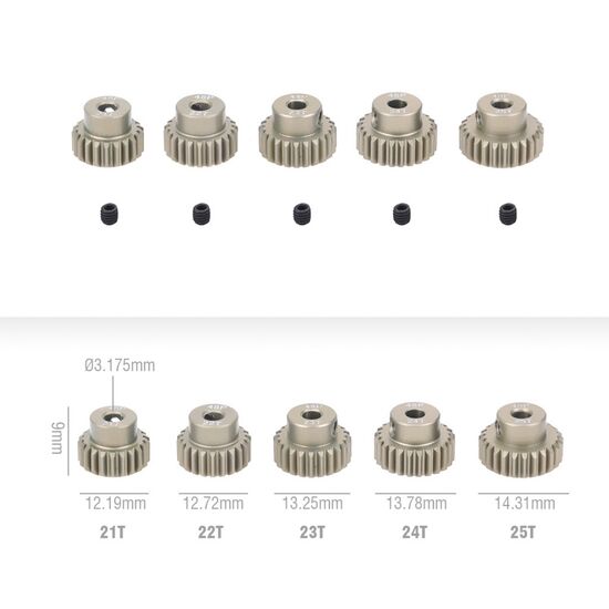 24T 48DP pinion gear 7075 Aluminum  3.175 bore For 1-10 cars, 4 image