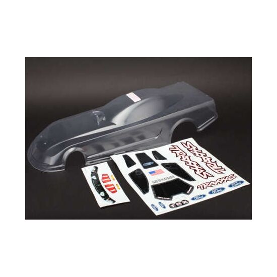 Body, Ford Mustang (clear, requires p ainting)/ decals