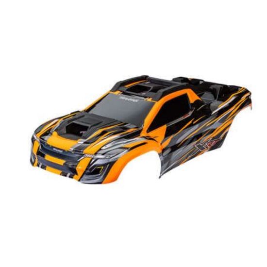 Body, XRT, orange (painted, decals ap plied) (assembled with front & rear b ody supports for clipless mounting, r