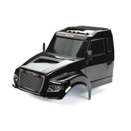 Body, TRX-6 Ultimate RC Hauler, black (painted, decals applied) (includes headlights, roof lights, & side mirro