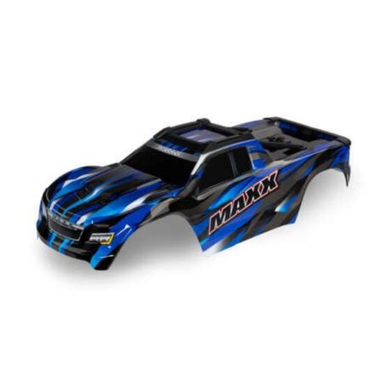 Body, Maxx, blue (painted, decals app lied) (fits Maxx with extended chassi s (352mm wheelbase))