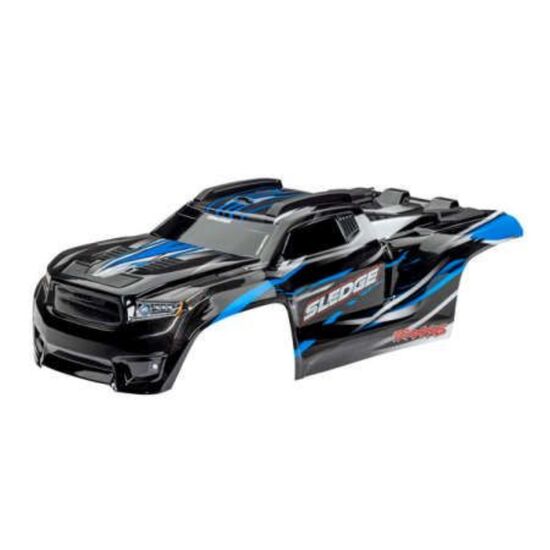 Body, Sledge, blue/ window, grille, l ights decal sheet (assembled with fro nt & rear body mounts and rear body s