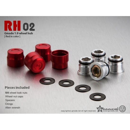 Gmade 1.9 RH02 wheel hubs (Red) (4), 2 image