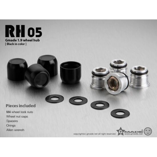 Gmade 1.9 RH05 wheel hubs (Black) (4), 2 image