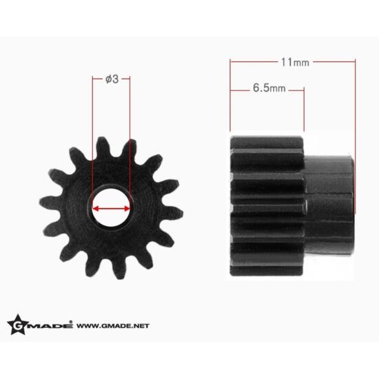 GM81414-Gmade 32 Pitch 3mm Hardened Steel Pinion Gear 14T (1)