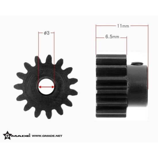 GM81415-Gmade 32 Pitch 3mm Hardened Steel Pinion Gear 15T (1)