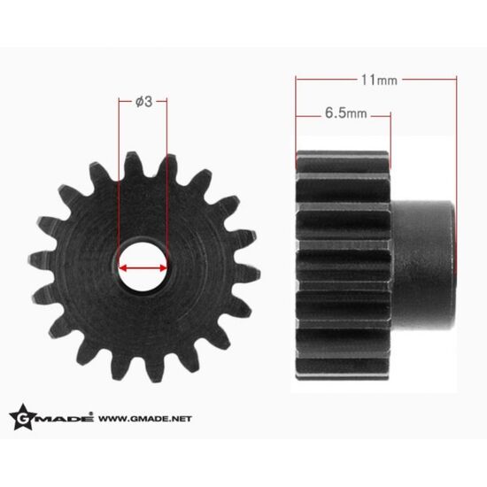 GM81418-Gmade 32 Pitch 3mm Hardened Steel Pinion Gear 18T (1)