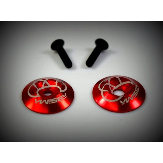 Rondelles en aluminium (2) pour l'aileron arrière, rouge