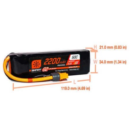 SPMX223S50 2200mAh 3S 11.1V 50C Smart LiPo Battery G2 IC3, 2 image