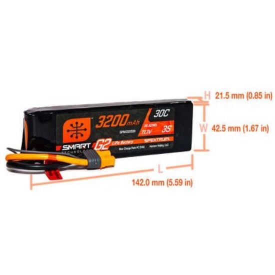 SPMX323S30 3200mAh 3S 11.1V 30C Smart LiPo Battery G2 IC3, 2 image
