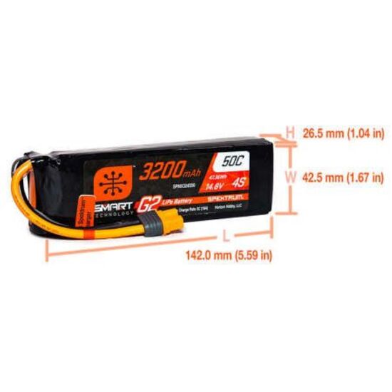 SPMX324S50 3200mAh 4S 14.8V 50C Smart LiPo Battery G2 IC3, 2 image
