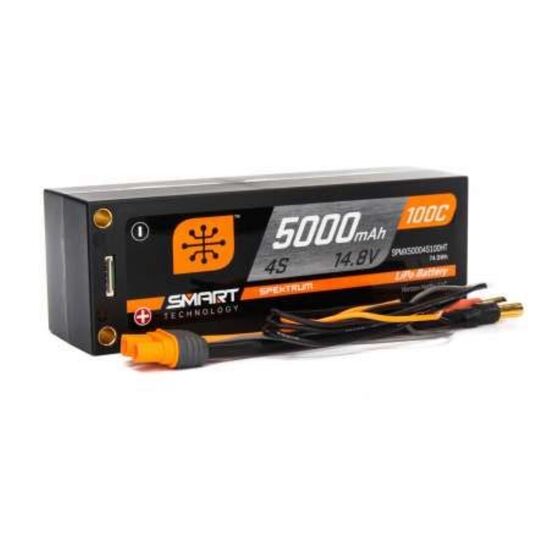 LEMSPMX50004S100HT-5000mAh 4S 14.8V 100C Smart LiPo Shor t 5mm Tubes