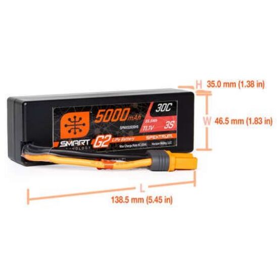 SPMX53S30H5 5000mAh 3S 11.1V 30C Smart LiPo G2 Hardcase IC5, 2 image
