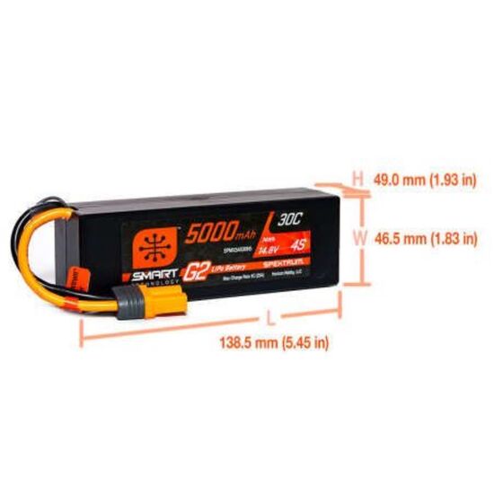 SPMX54S30H5 5000mAh 4S 14.8V 30C Smart LiPo G2 Hardcase IC5, 2 image
