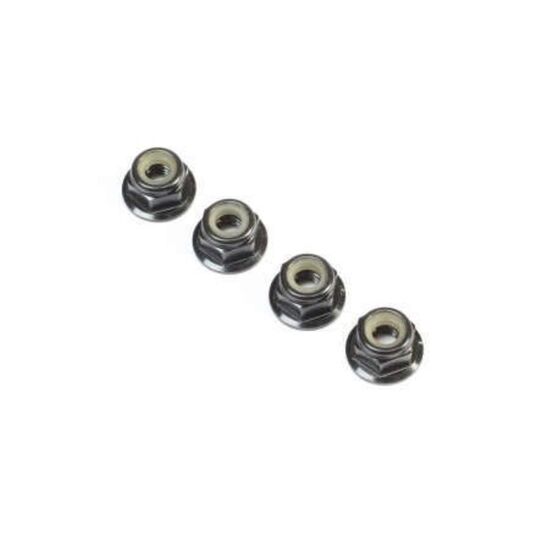 Black Alum Flanged Locknut, M4 x 0.7m m x 7mm (4)