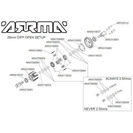 Open F/R Diff Set GP4 5mm 10K, 3 image