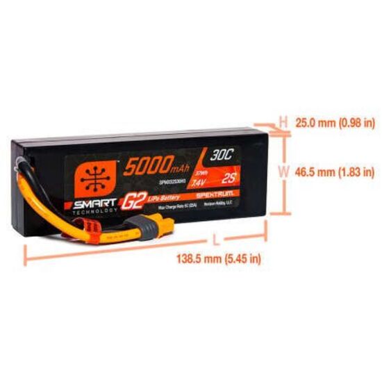 SPMX52S30H3 5000mAh 2S 7.4V 30C Smart LiPo G2 Hardcase IC3, 2 image
