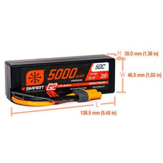 SPMX53S50H5 5000mAh 3S 11.1V 50C Smart LiPo G2 Hardcase IC5, 2 image