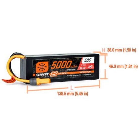 SPMX54S50H5 5000mAh 4S 14.8V 50C Smart LiPo G2 Hardcase IC5, 2 image