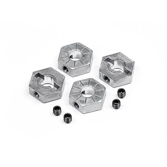 12MM HEX WHEEL ADAPTOR W/ SET SCREWS 4PCS