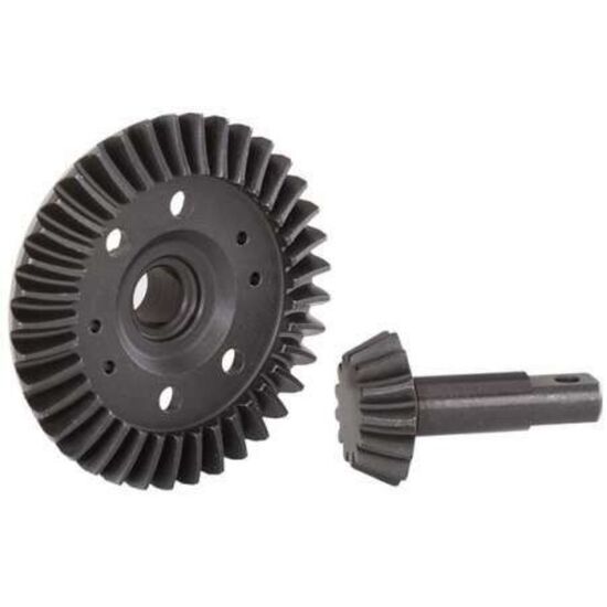 Ring gear, differential/ pinion gear, differential (machined, spiral cut) (front)