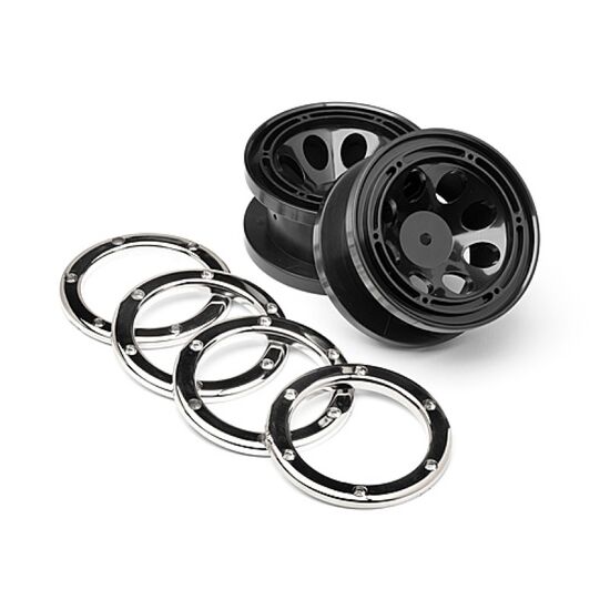 Wheels w/Gunmetal Beadlocks 2pcs (Scout RC)
