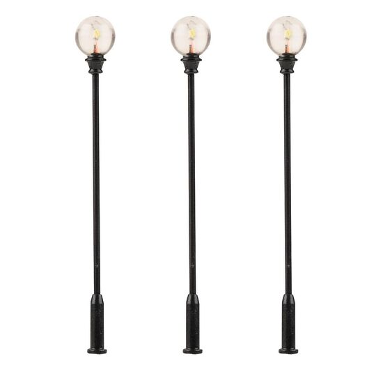 Lanterne de parking LED sphérique à poser blanc chaud 3 pièces