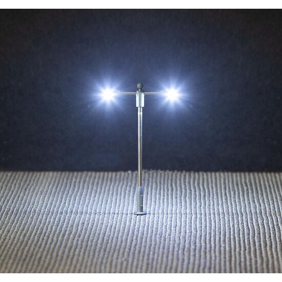 Eclairage public à LEDs, double bras, blanc froid, 3 image