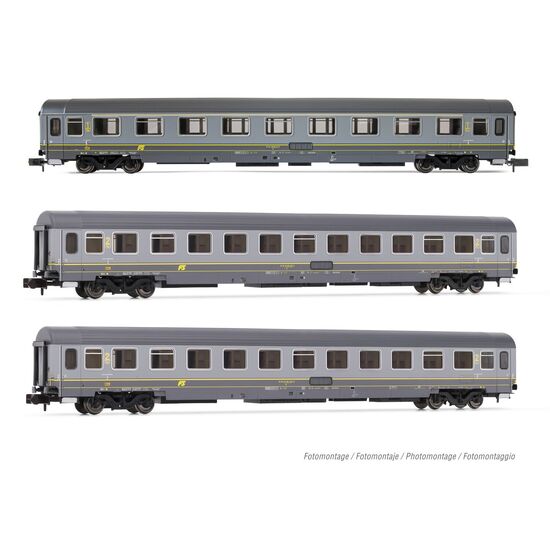 FS 3 voitures voyageurs UIC-Z1 A + 2B grises ép. V, 2 image